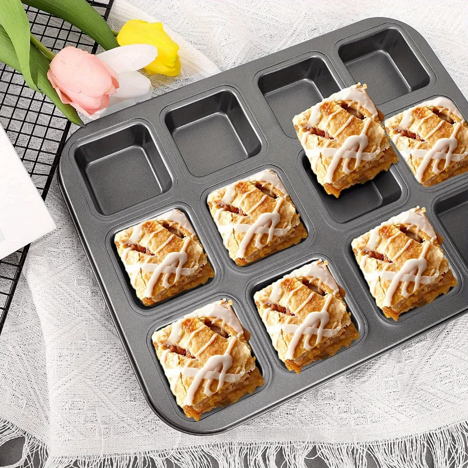 12-Mini Loaf Baking Pans Kitchen Cake Square Household Bread Muffin Multi-Function Mold