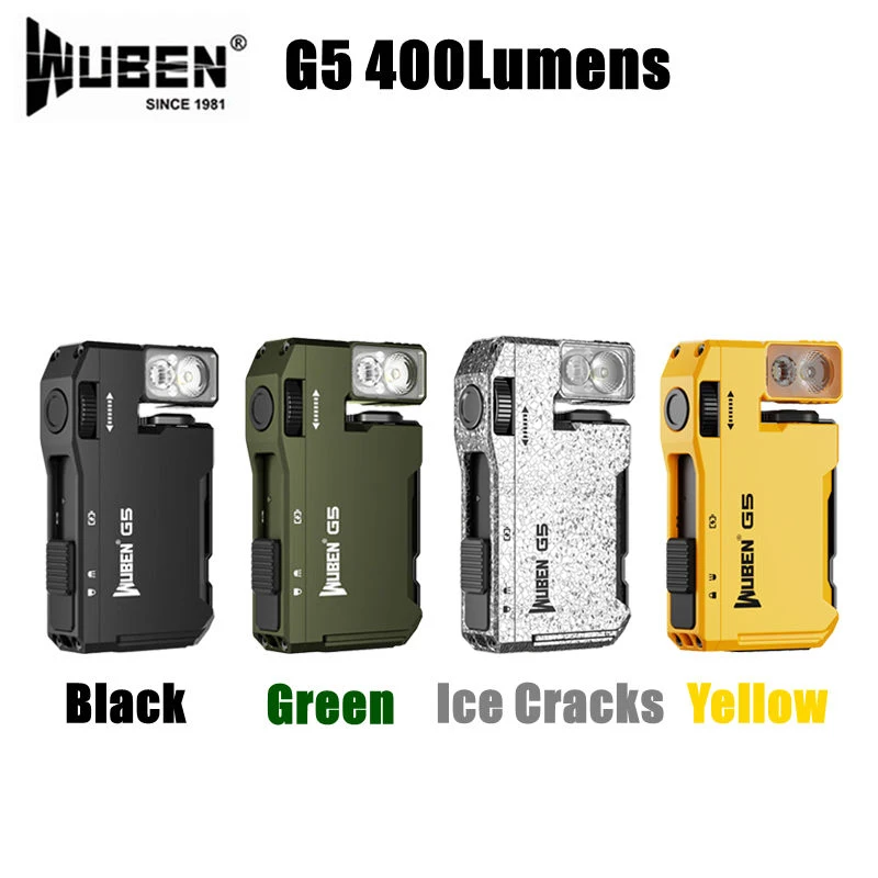 Compact 400-Lumen Waterproof EDC Flashlight with 180° Rotating Head and Magnetic Tail