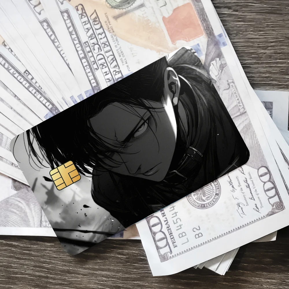 Levi Film Skin Cover Sticker Set for Credit Cards - Waterproof Anime Decor (4-Pack)