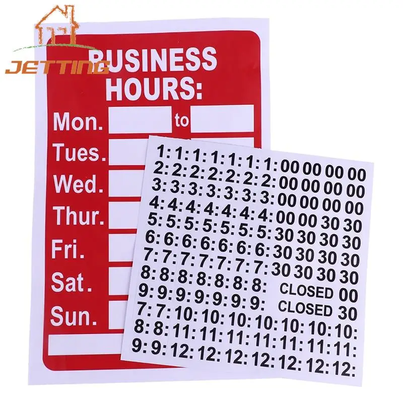 PVC עסקים שעות סימן עם מספר תווית חנות משרד דלת חלון פלסטיק ויניל שילוט שלטי יומי פתוח פעמים סימני תצוגה