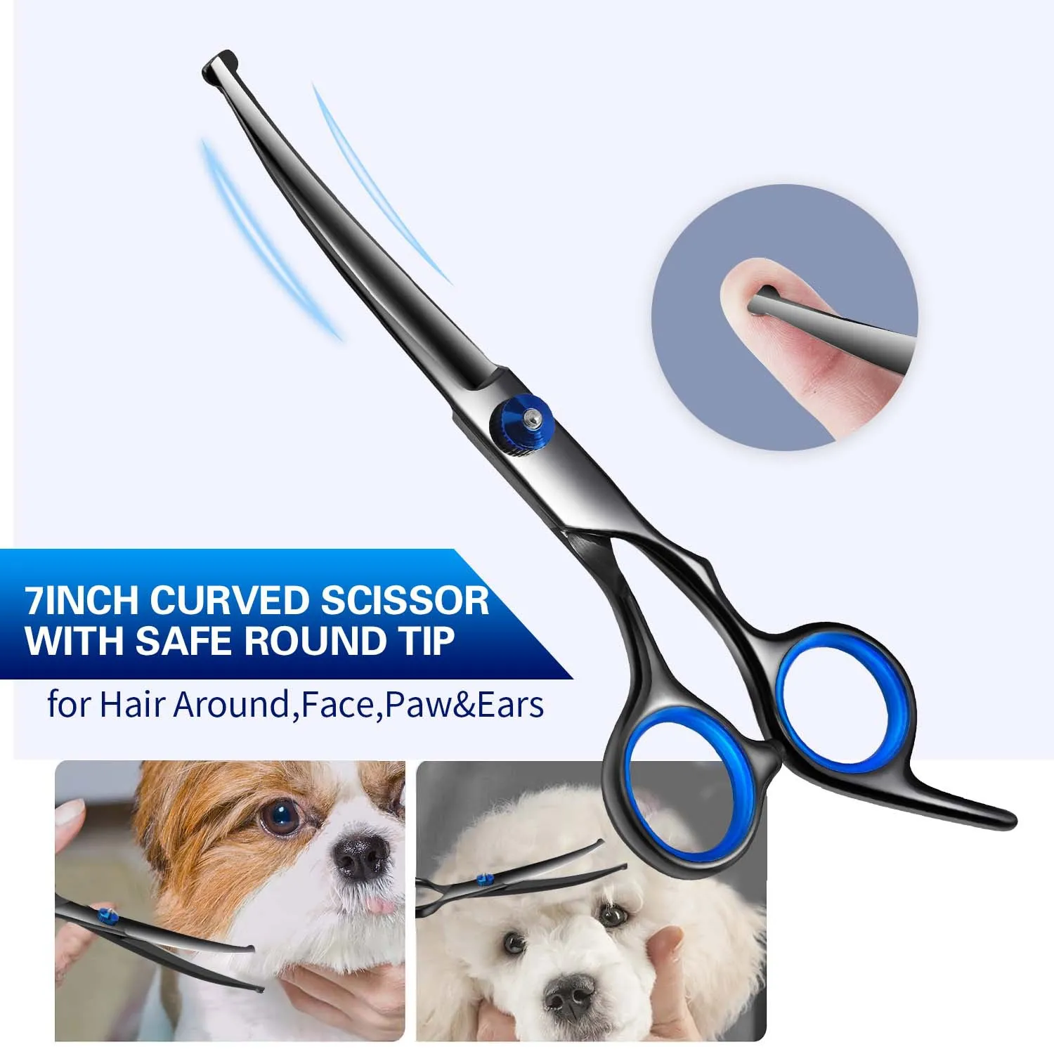 Dog Grooming Scissors Kit Professional Stainless Steel Round Head Pet Shears Animal Cutting Portable