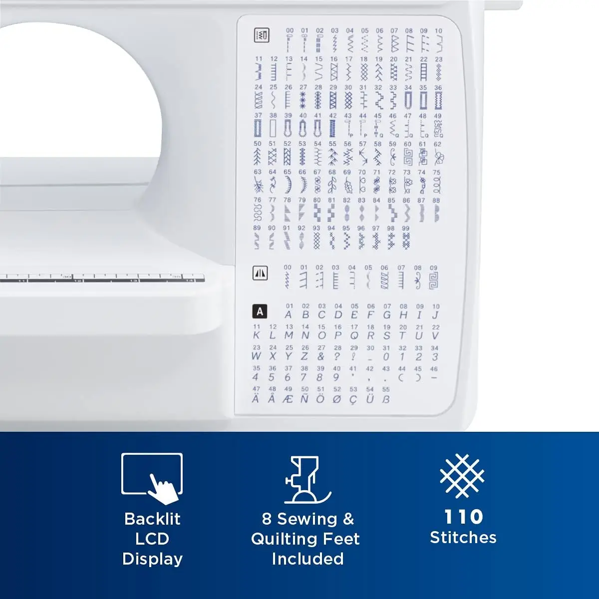 Sewing and Quilting Machine, Computerized, 165 Built-in Stitches, LCD Display, Wide Table, 8 Included Presser Feet, White, 20x12 6