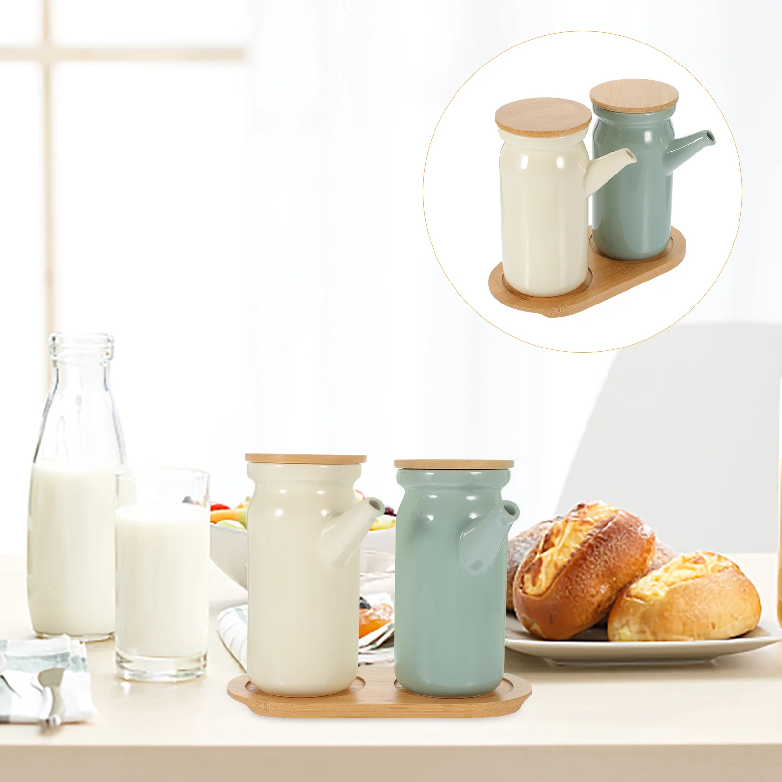 

Seasoning Jar Set Ceramic Vinegar Dispenser Soy Sauce Dispensers Pot Willow Ceramics Container