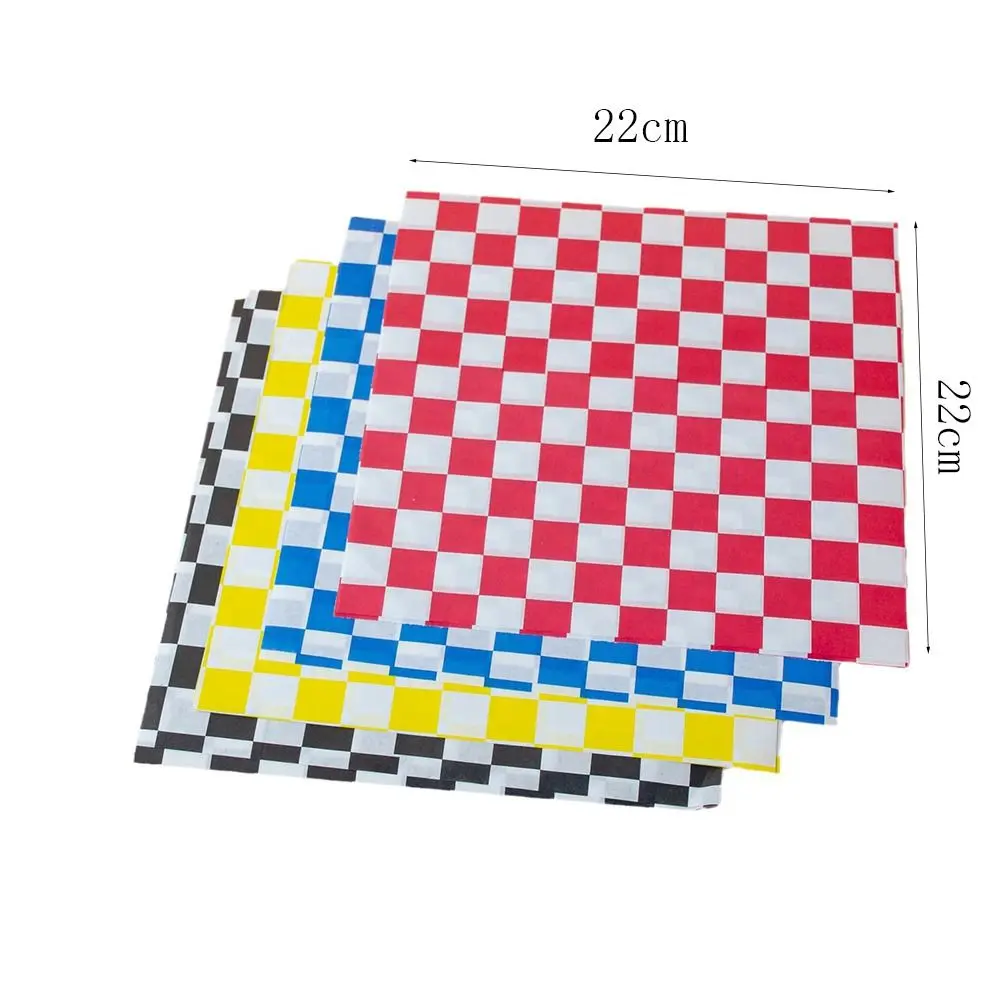 100Pcs Grid Pattern Sandwich Wrapping Paper Square Oil-Proof Hamburger Packaging Paper Food Grade 22cm Deli Basket Liners Snack