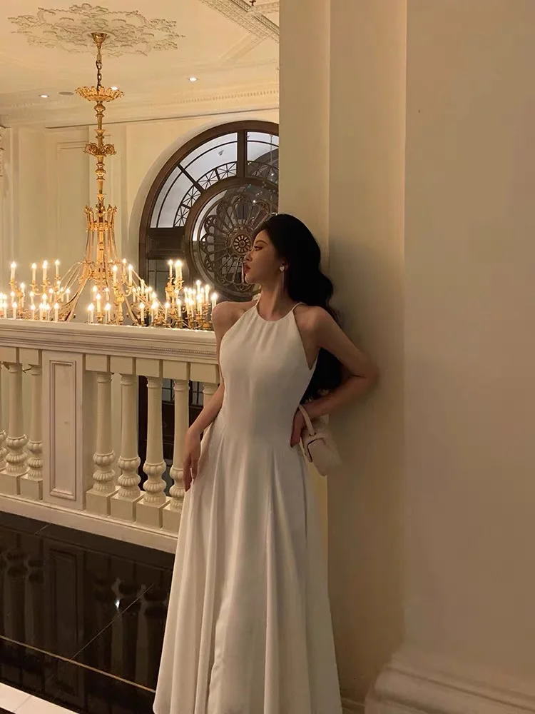 France Vintage Evening Party Long Dresses for Women Solid Sleeveless A-line Princess Wedding Prom Robe New Spring Vestido Mujer