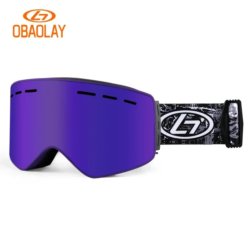 

OBAOLAY Skiing Goggles Adult Anti-fog Ski Glasses Sports Goggle Snow Goggles Safety Ski Sport Glass Polarized Magnetic Ski Mask
