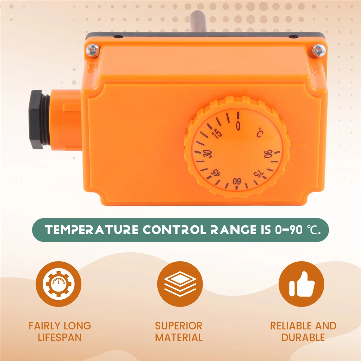G1/2 Male Thread Hot Water Pipe Thermostat Temperature Controller 90 Celsius High Temperature Start Heating System Parts DY