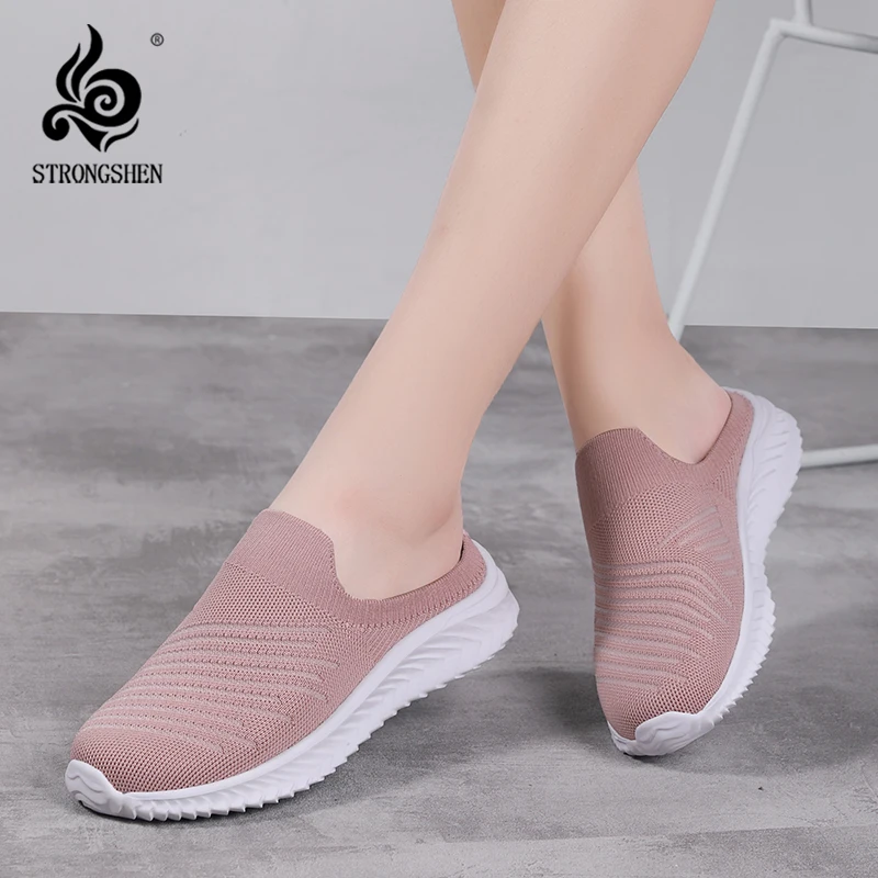 

STRONGSHEN Women Slippers Mesh Sandals Women Casual Shoes Zapatillas De Mujer Lightweight Half Slippers Ladies Walking Shoes