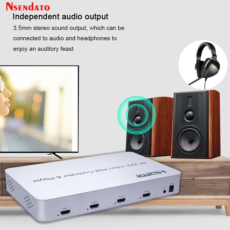 4K HDMI Video Wall Controller Player 2x2 HDMI Screen Stitching Processor Splicer 1X2 1X4 1X3 2X1 3x1 4X1 HDMI TV Video Splicer