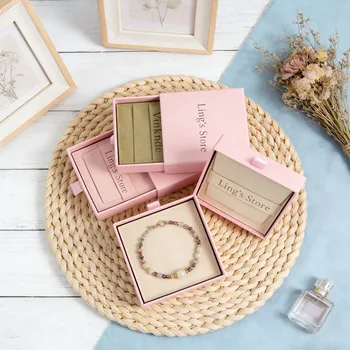 Set di Scatole per Gioielli con Logo Personalizzato, Caja Para Joyas, Confezione di Lusso per Anelli, Orecchini, Collane, Set di Scatole e Borse Organizzatrici