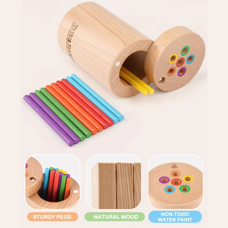 Brinquedos Sensoriais de Madeira para Crianças, Montessori, Correspondência de Cores, Habilidades Motoras Finas, Jogo de Tabuleiro, 1 Ano, 2 Anos, 3 Anos