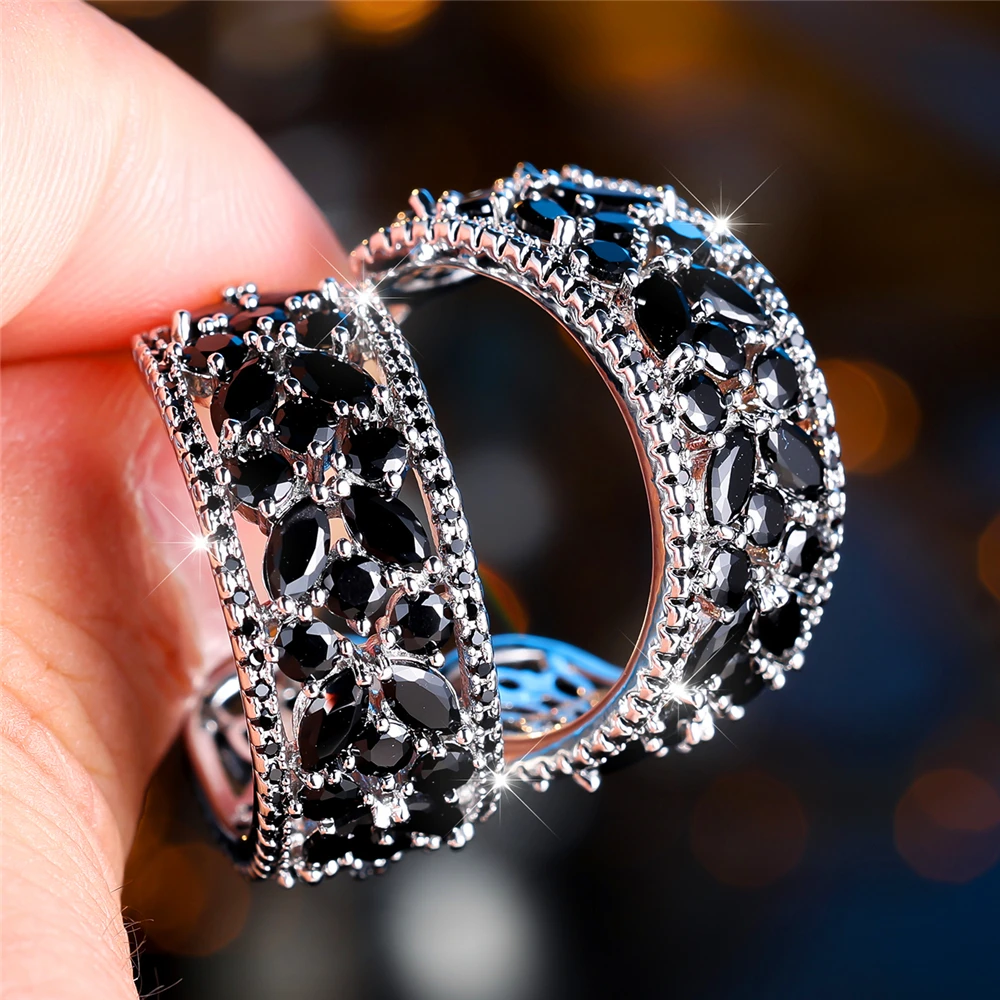 Luxury Female Red Green Purple Zircon Crystal Stone Stud Earrings Big Charm Silver Color Wedding European Jewelry For Women