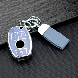 Deluxe Soft TPU Car Key Cover with Keychain Attachment (Grey Set)