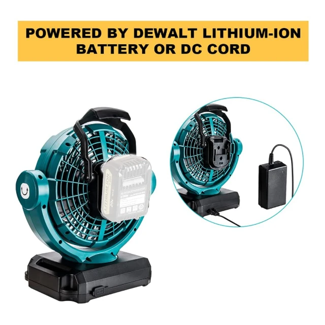 Portable Camping Fan Suitable For Makita/Dewalt/Bosch/Milwaukee/Black&Decker  14.4-18V Lithium Battery With Light Cordless Fan - AliExpress