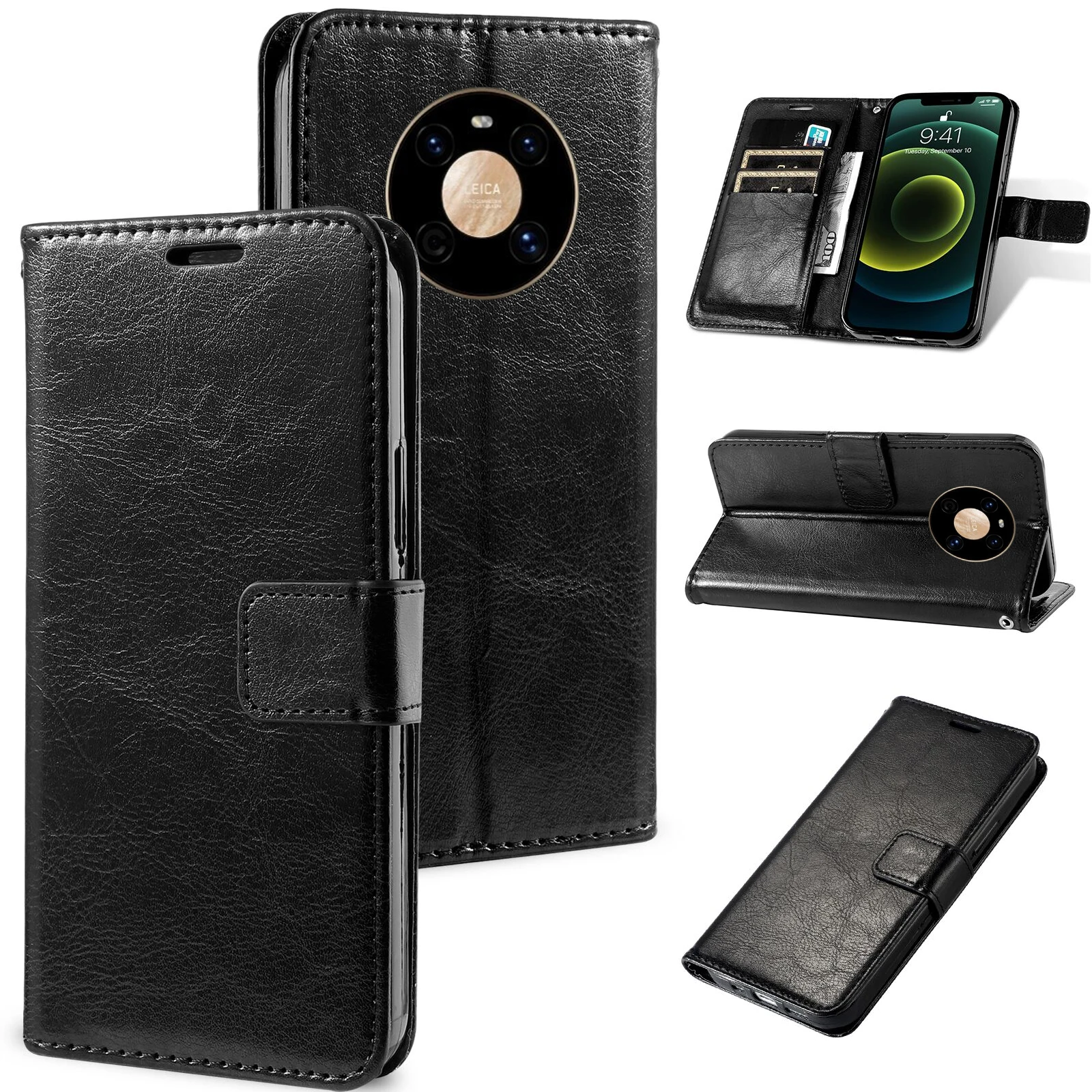 Custodia A Portafoglio Per Telefono In Pelle Vintage Per Huawei Mate 50 P50 Pro,Nova 10 Se,Y5 2017 Y6 Y7 Y9 2018 P Smart 2019 Flip Cover