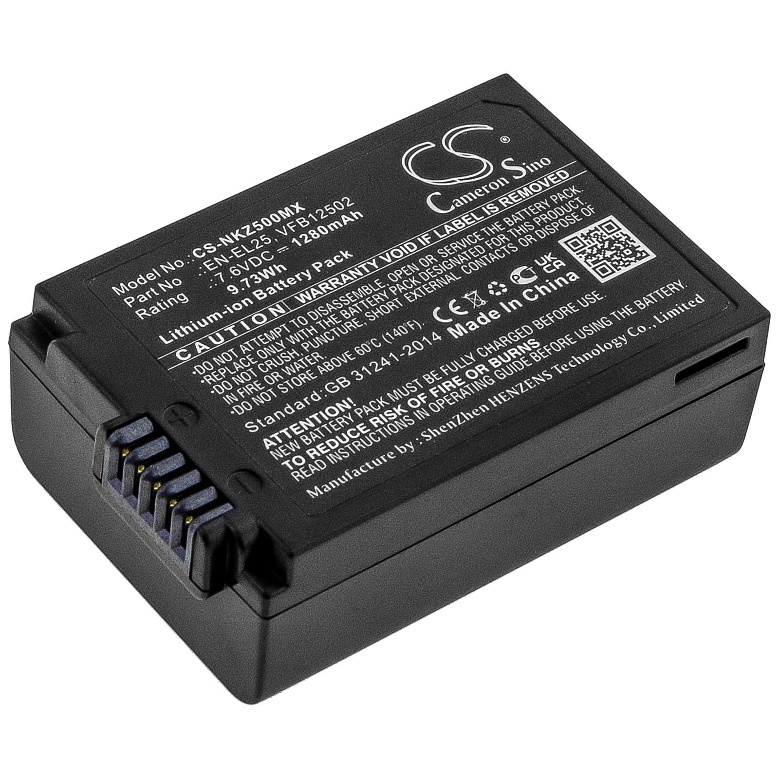 Cameronsino Battery For Nikon Z50 Z50 Zfc 1280mah / 9.73wh Enel25