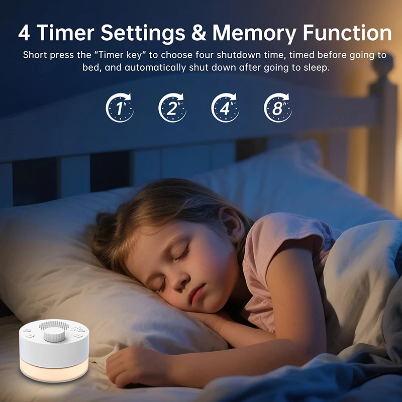 2025 White Noise Machine 24 Sleep Soothing Sounds Portable Baby Sleep Machine Night Lights Memory Function For Baby Kids Adults