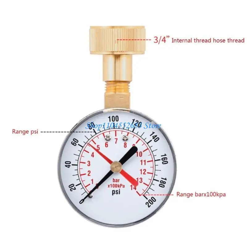 Y6GD 압력 게이지 0 200PSI 황동 3/4 수나사 NPT 나사 하부 장착, 다중 기능 압력계