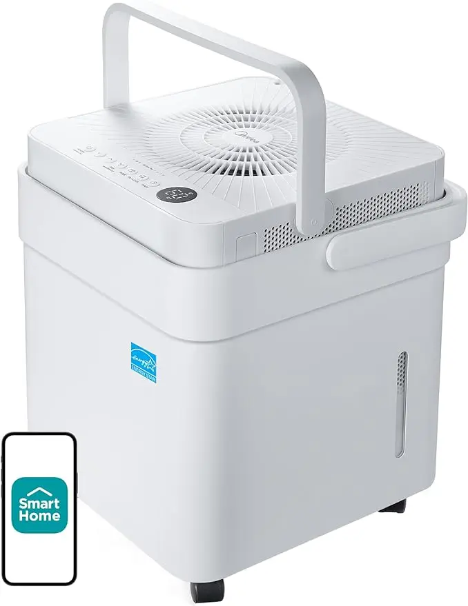 

Midea Cube 20 Pint Dehumidifier for Basement and Rooms at Home for up to 1,500 Sq. Ft., Smart Control, Works with Alexa (White)