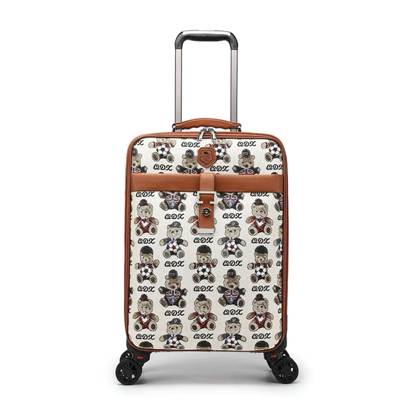Hot! New Oxford cloth luggage sets Women Cartoon rolling luggage with handbag Men Retro trolley suitcase travel bag carry-ons