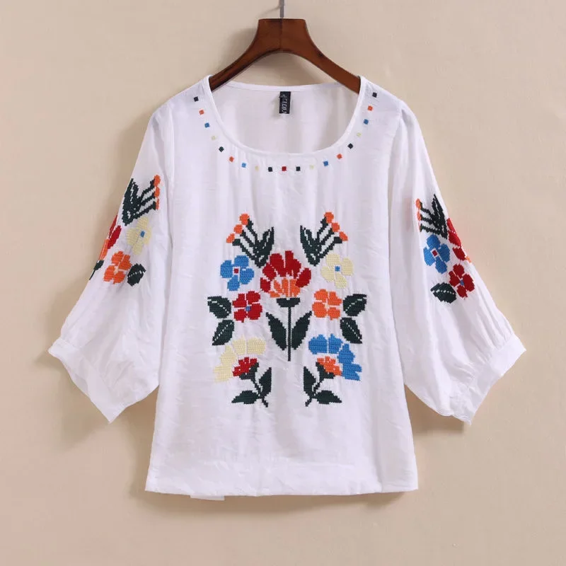 おこめorgue♡ Flower embroidery blouse Flower embroidery blouse