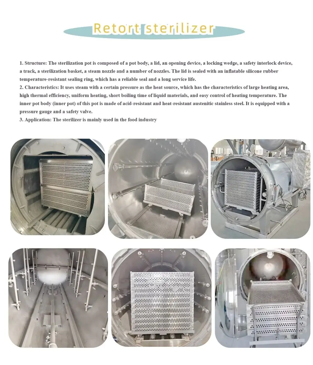 Fully Automatic Autoclave Sterilization Machine High Temparature Food Retort Sterilizing Equipment