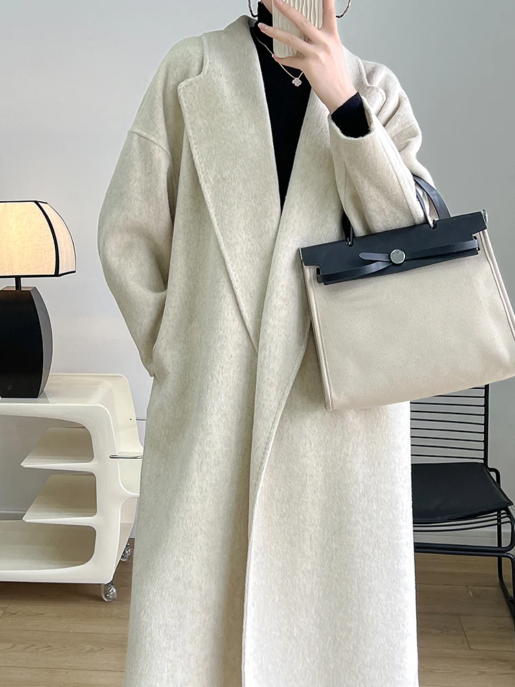 

Long-haired Albaka double-sided woolen coat women's 2022 new long loose large casual fashion woolen coat