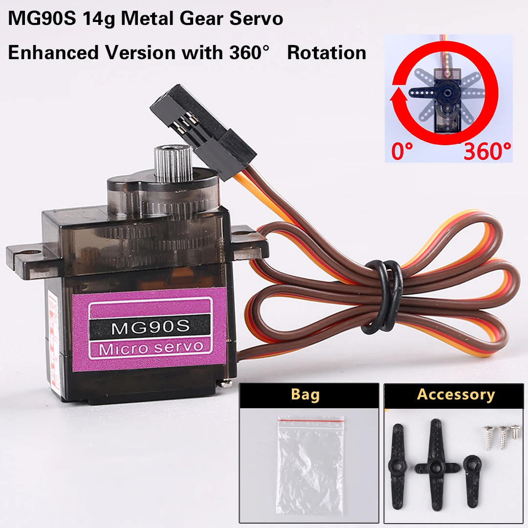14g MG90S Metal Gear Servo SG90 Tilt Motor for RC Plane Fixed Wing & Robot image 7