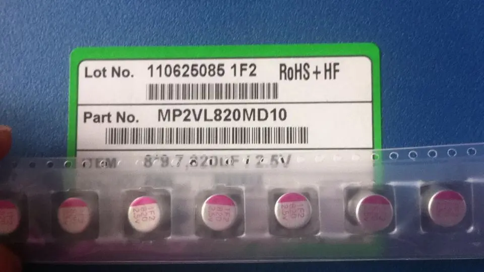

10PCS 2.5V820UF 8X10 Solid Polymer Chip Capacitor 820UF 2.5v