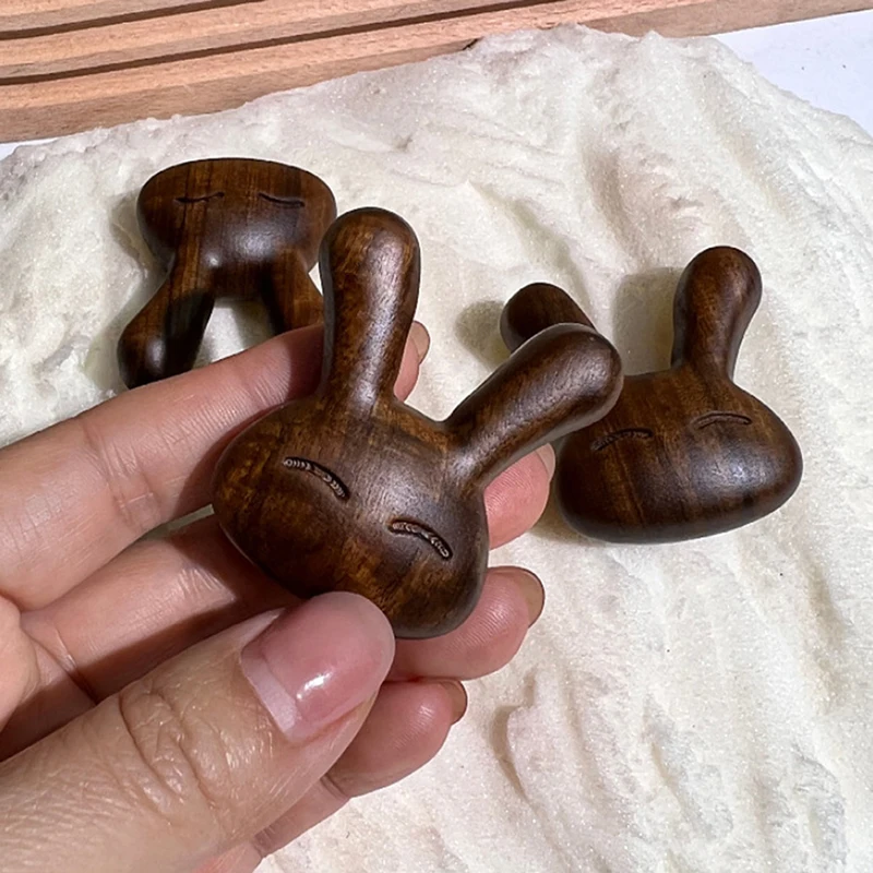 

1Pc Sandalwood Facial Massage Comb Wooden Handle Piece Eye Massage Small Rabbit Comb
