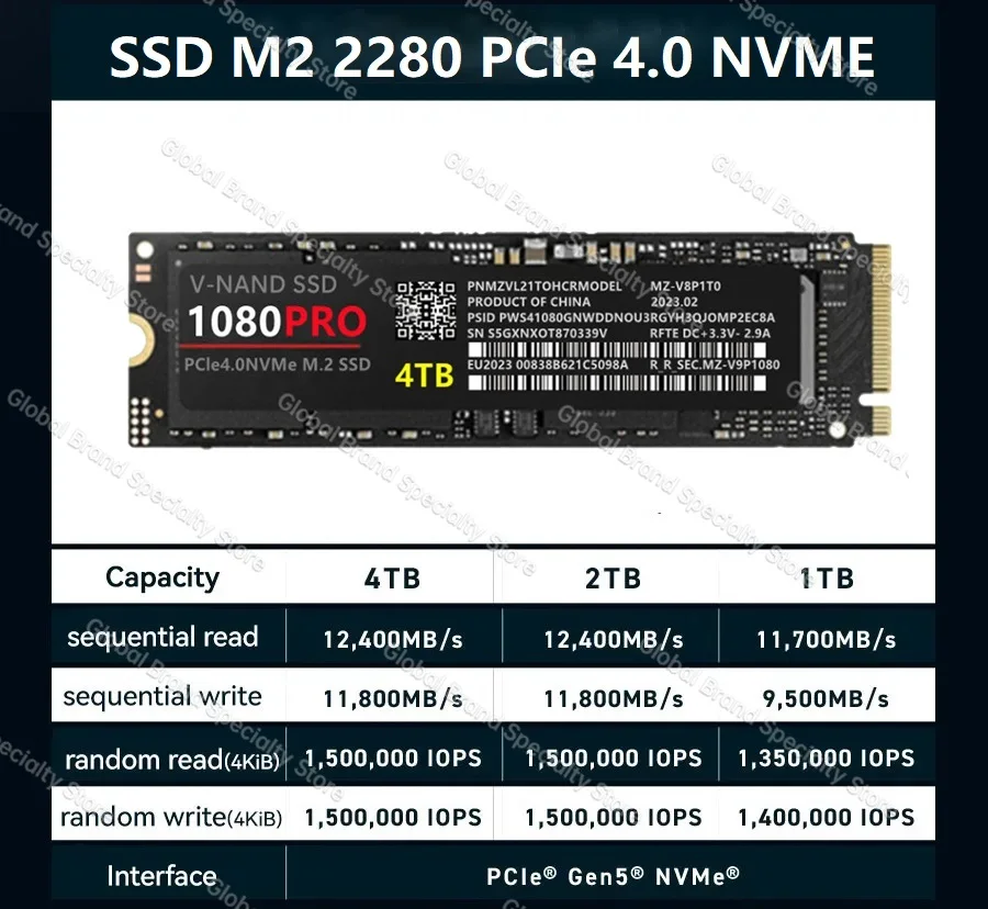 1080 PRO  Ʈ ָ Ʈ ϵ ũ, ũž, PC, PS5 ƮϿ, 4TB SSD-NGFF, M2 2280 PCIe4.0 NVME б, 13000 MB/S, 2TB