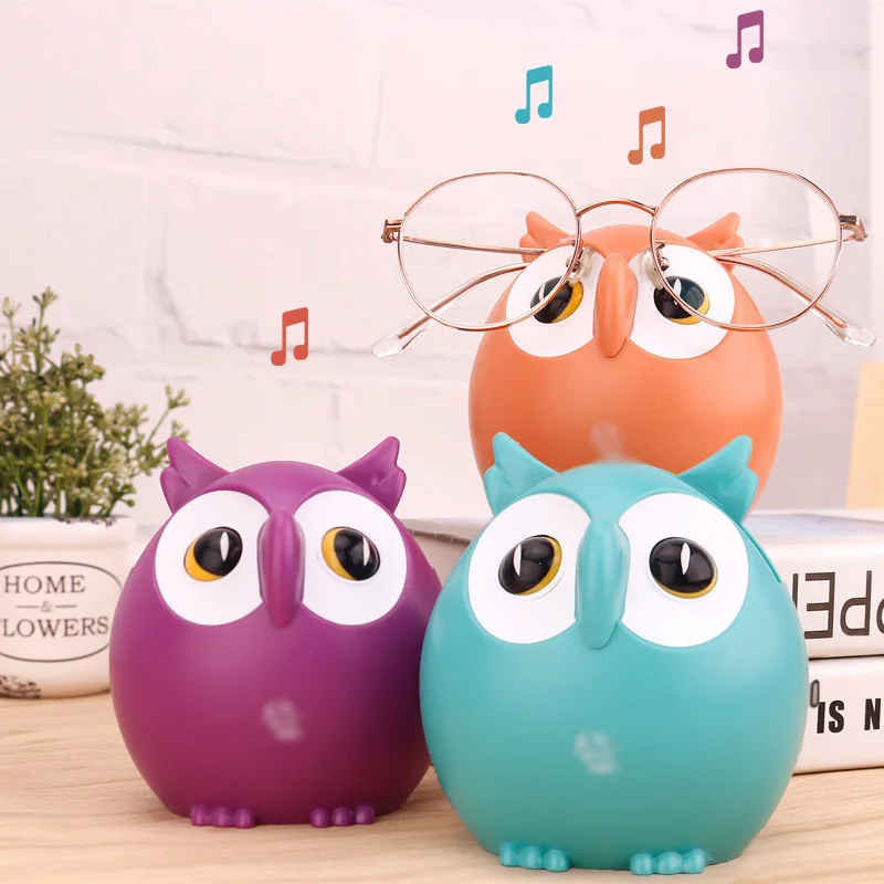 1pcs Creative Plastic Cute Owl Music Box Household Decor Ornaments Phone Glasses Card Storage Rack Kid Xmas Birthday Gift Random