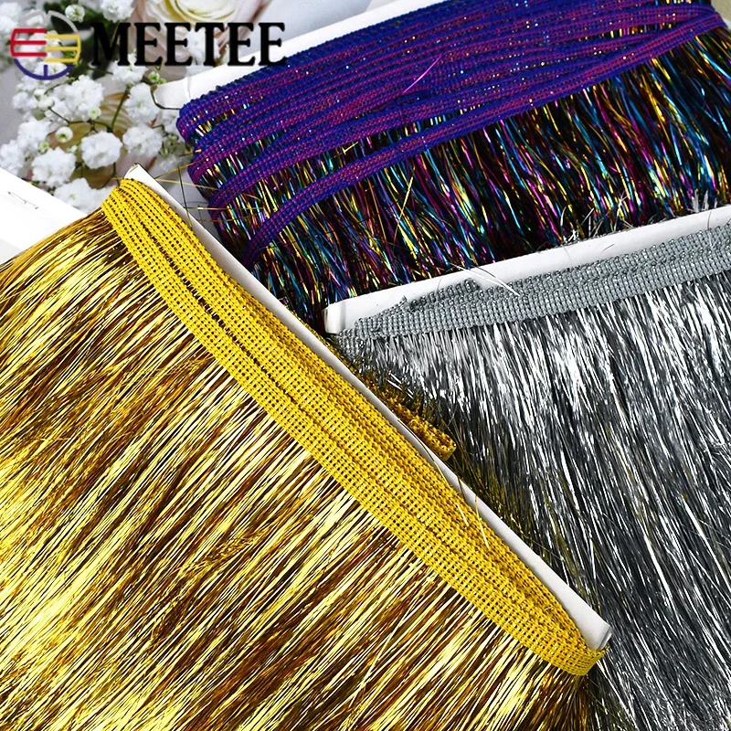 10/20M 10/15/20cm Colorful Glitter Fringe Tassel Lace Latin Dress Stage Clothes Curtain Tassles Trim Tape DIY Sewing Accessories