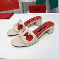 CH Cutout Design Elegant Office Low Heeled Women's Sandals Minimalist Style Crystal Women's Home Slippers - Image 5
