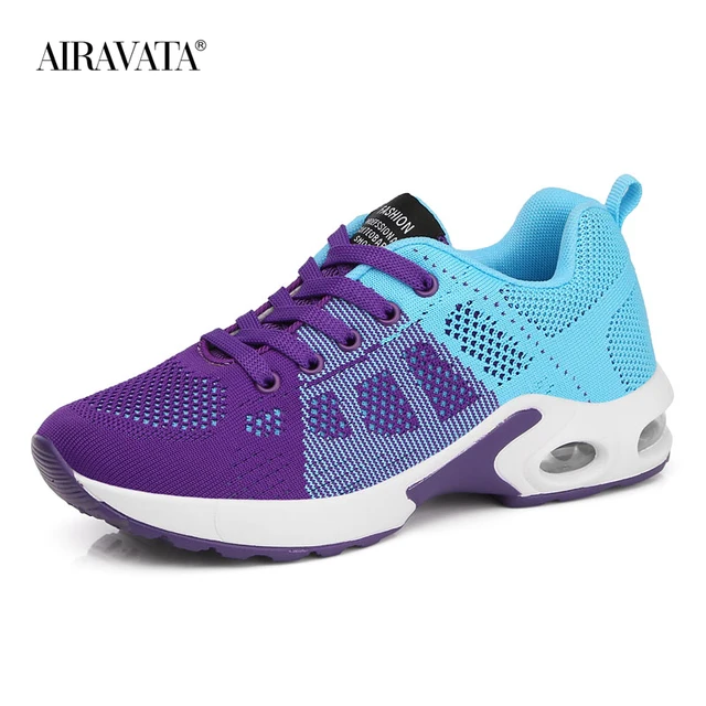 Hot Sale Ladies Running Shoes Comfortable Outdoor Shock Absorption Sports Lightweight Air Cushion Sneakers  zapatillas mujer purple blue