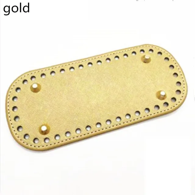 High Qualtiy pu Leather Bottom With Holes Rivet For Knitting Bag Handbag Bottom DIY Women Shoulder Crossbody Bags Accessories Gold