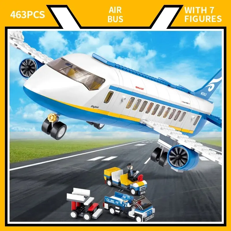 City Airport Airbus Aircraft Airplane Cargo Airplane Model Building Blocks Mattoni Giocattoli Educativi Per Bambini 463 Pezzi