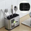Utensil Kitchen Cutlery Holder Stainless Steel Cutlery Holder Removable Divider Utensil Knife Spoon Fork Keep Dry Storage Rack 6