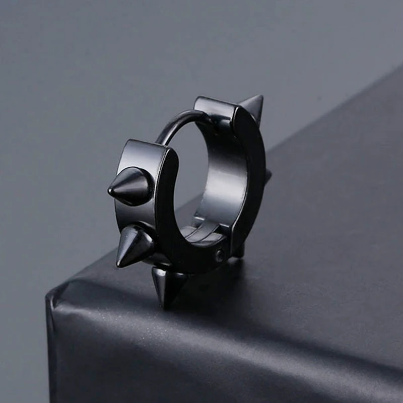 1 /11 Pairs Punk Stainless Steel Stud Earrings Black Earrings Set For Men Women Vintage Hip Hop Piercing Ear Jewelry Accessories 3