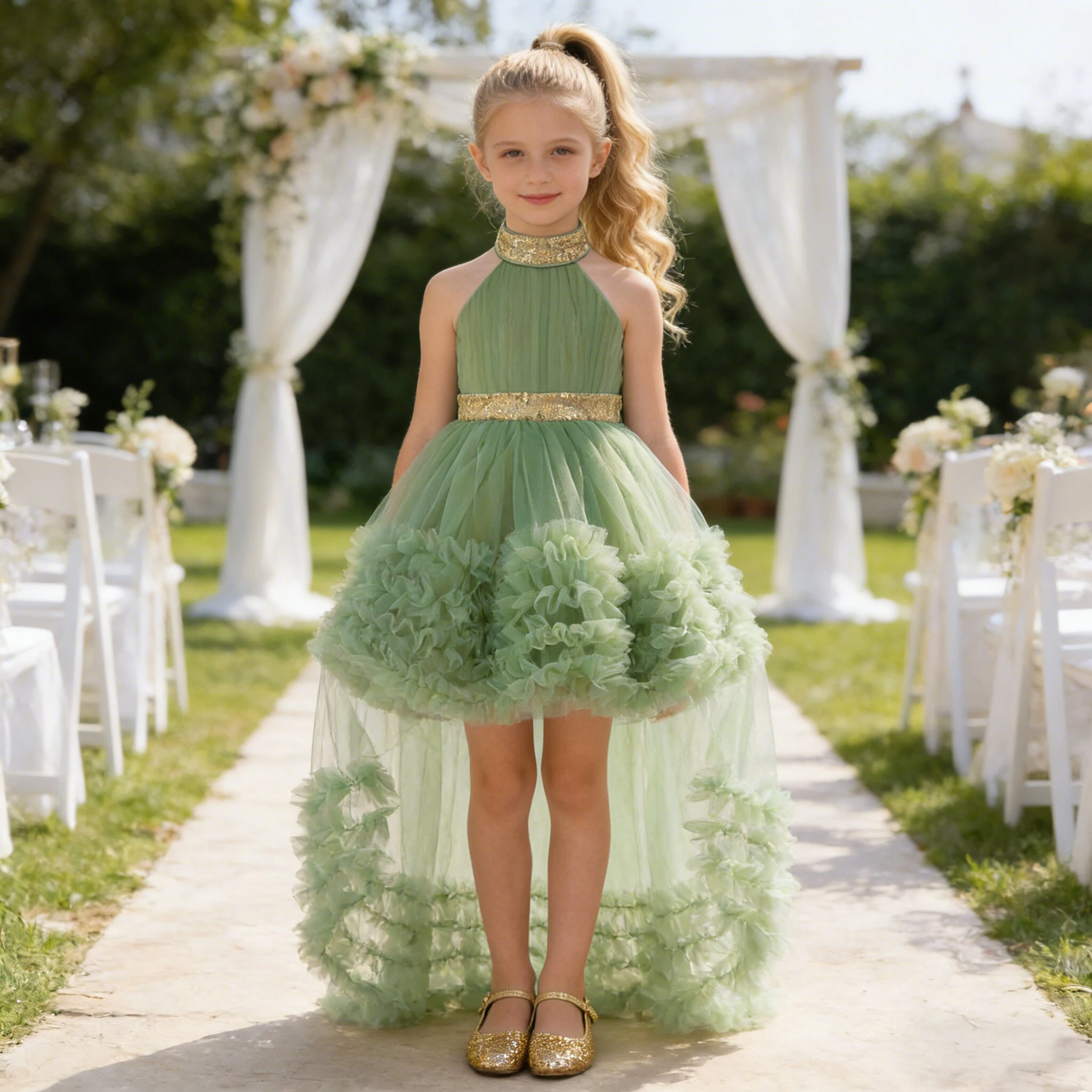 Elegante Brautjungfern Party Mädchen Kleid 4-8 Jahre Pailletten Hochzeit Geburtstag Prinzessin Ballkleider Mädchen Schleife Abschlussfeier Abend Vestido