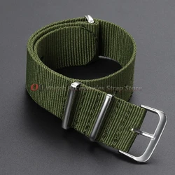 Versatile Canvas Nylon Watch Strap - Universal One - Piece Loop Bracelet - 24mm (Green)