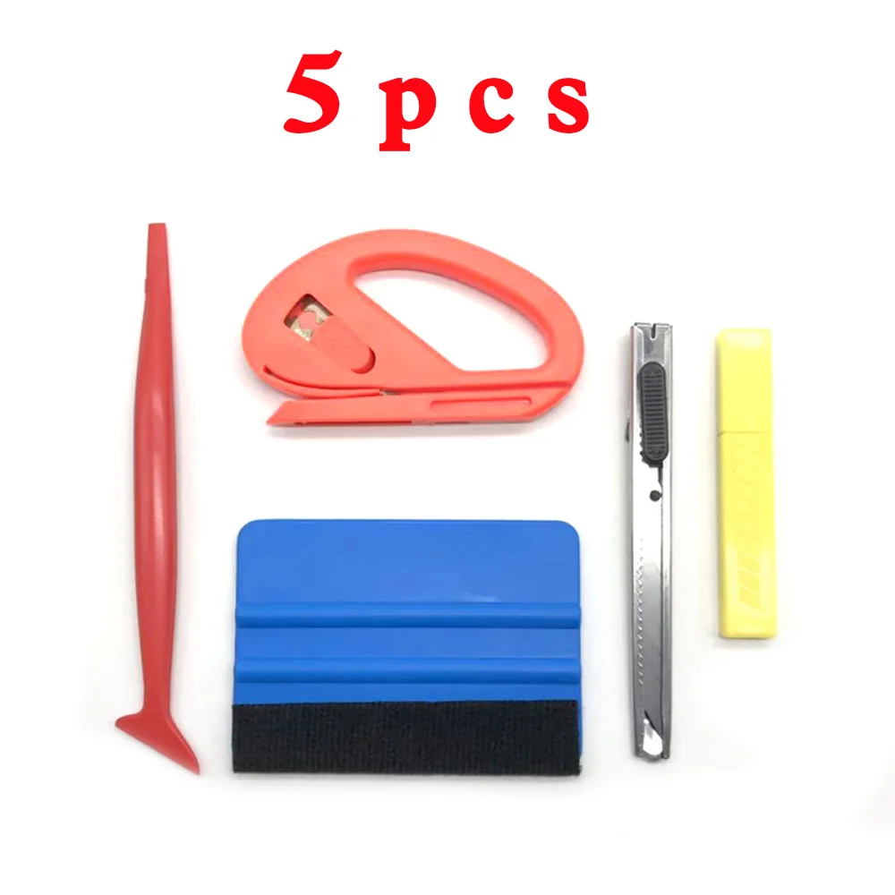 5Pcs Set Strumenti Per Auto Wrap Film Sticker Wrapping Tool Auto Window Foil Squeegee Razor Raschietto Cutter Aid Tool Window Tinting