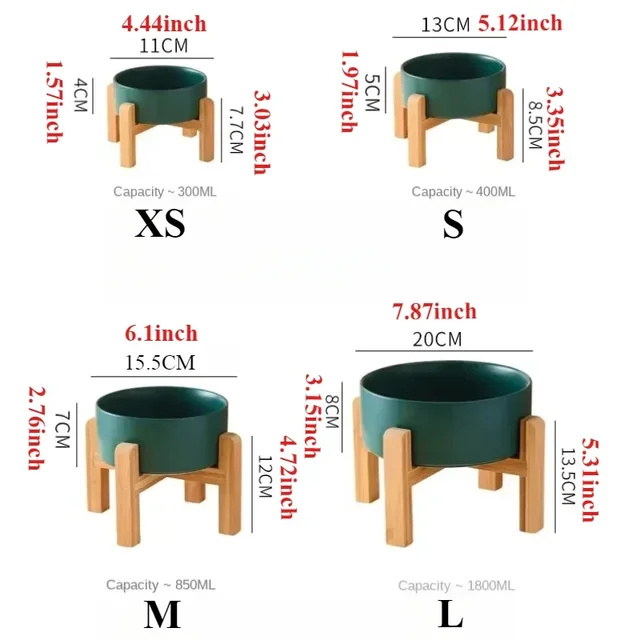 Big Dogs Bowl Thick Ceramic Pet Food Water Feeders Small Medium Large Dog Feeding Supplies Splash Proof with Wooden Stand Pet용품 6