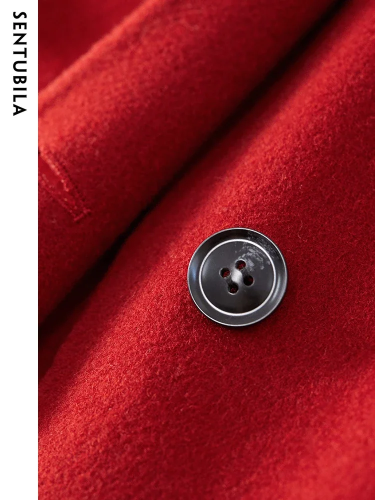 SENTUBILA Double-faced Woolen Long Jacket For Women 2025