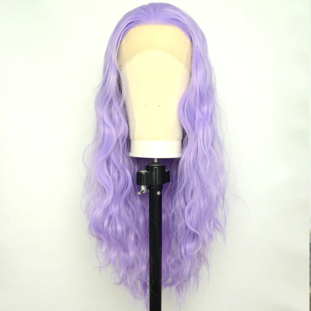 Voguequeen Light Purple Body Wave Synthetic Lace Front Wig Heat Resistant Fiber For Women