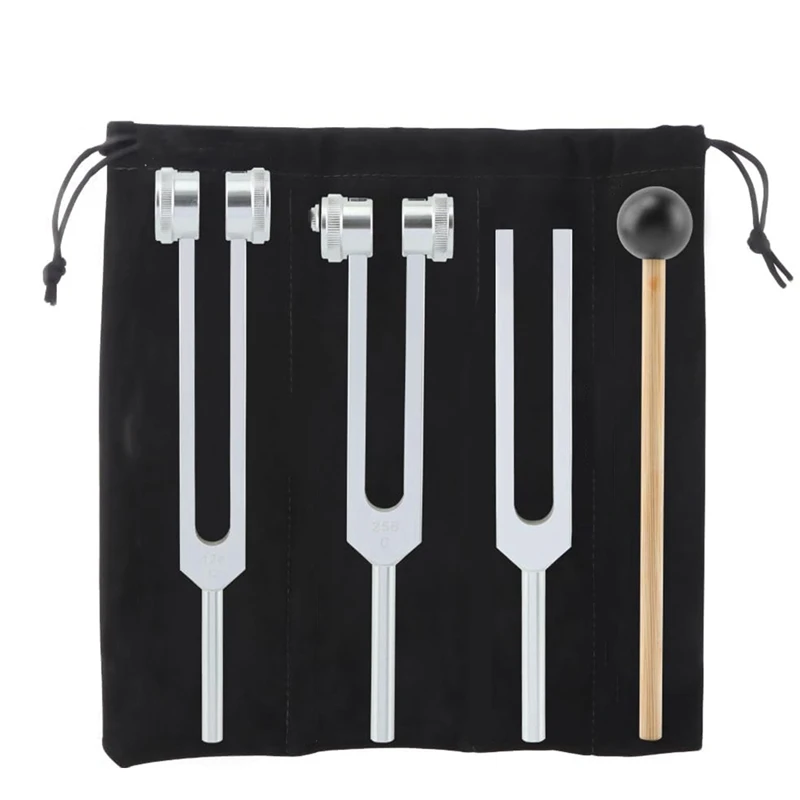 A51Q-Tuning Forks For Healing Set (128Hz, 256Hz, 512Hz),Tuning Fork With Reflex Hammer,For Yoga, Sound Therapy
