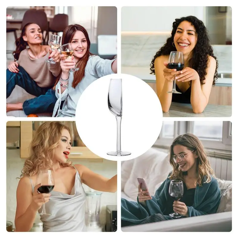 Creative Wine Glass 140ml Half shape Crystal Glass Cups with Stem Portable Wine Cups for Birthday Party Tableware Christmas Gift glass drinkware