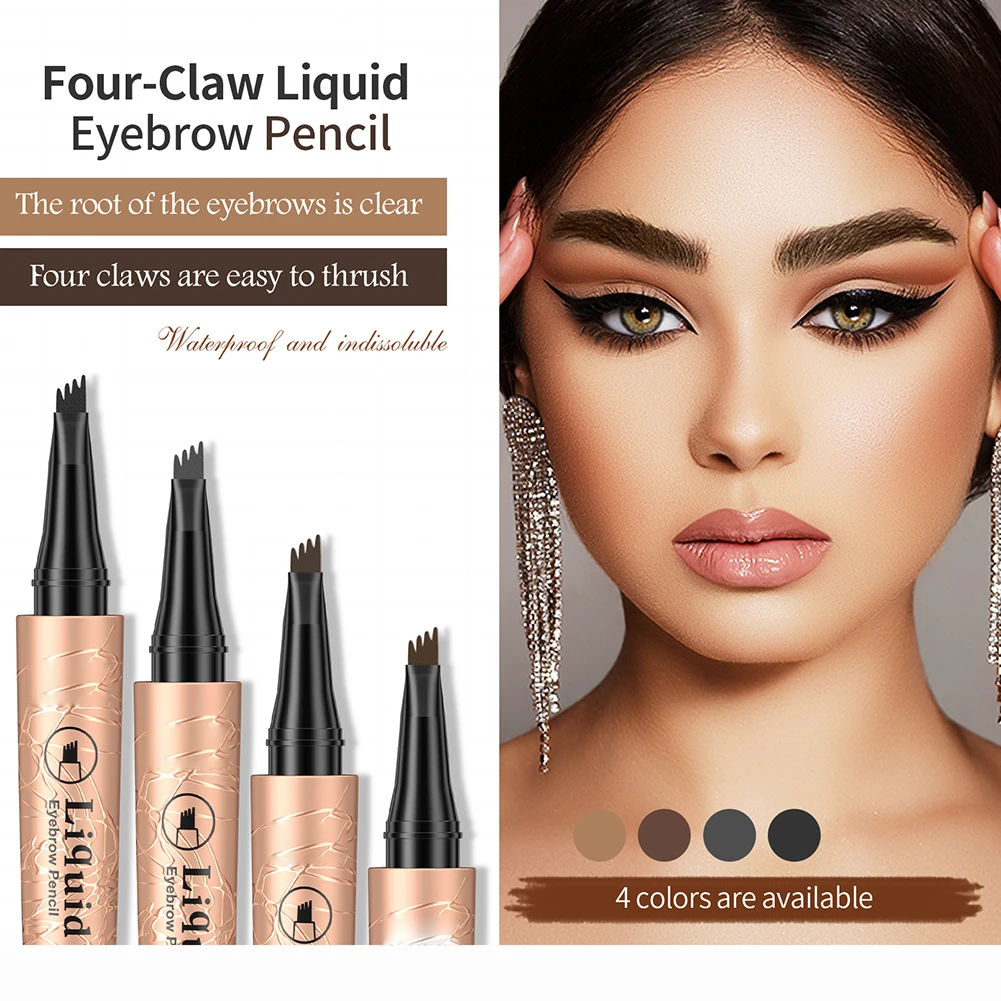 Four Fork Liquid Eyebrow Pencil 4 Colors Waterproof Long Lasting