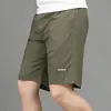 Summer Thin Pure Cotton Trendy Shorts Men Solid Elastic Waist Drawstring Pocket Street Fashion Casual Loose Sports Short Pants 2