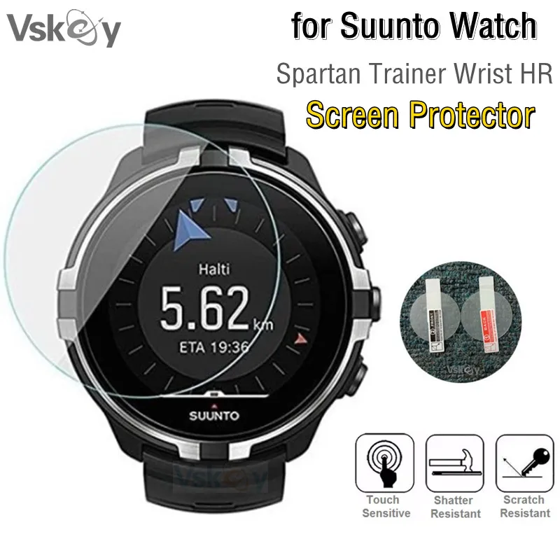 VSKEY 10pcs Smart Watch Screen Protector for Suunto Spartan Trainer Wrist HR Round Tempered Glass Protective Film